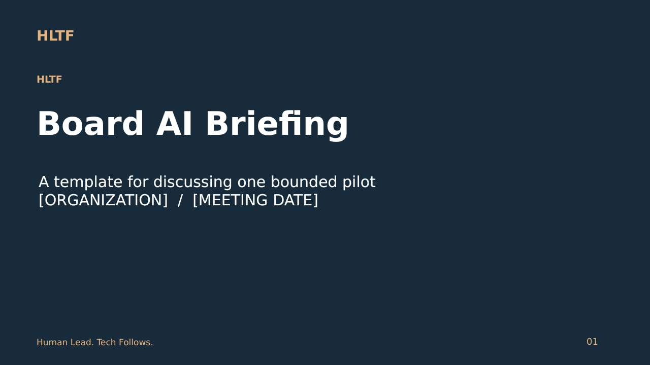 Cover of the Board AI Briefing Deck