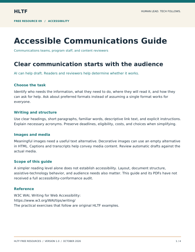 Cover of the Accessible Communications Guide